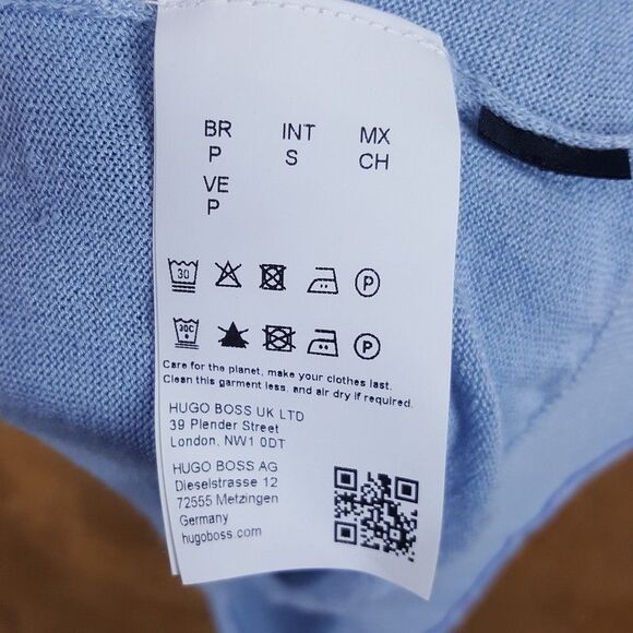 HUGO BOSS Polo Shirt Mens Small Blue Short Sleeve Knit Linen Blend TRIESTE $198 - Picture 7 of 12